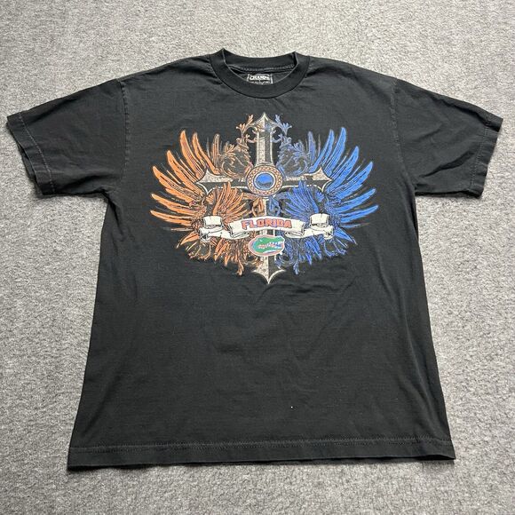 Florida Gators T-Shirt Men's Medium Black Affliction Style Grunge Cyber Skater - Picture 1 of 6